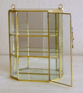 Glass and Brass Small Curio Display Cabinet 2