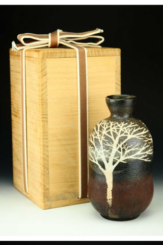 ART Japanese Mashiko pottery sake tokkuri or vase by Moriyoshi Saeki 10