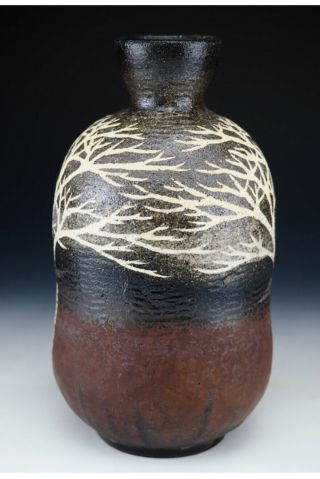 ART Japanese Mashiko pottery sake tokkuri or vase by Moriyoshi Saeki 2