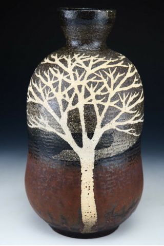ART Japanese Mashiko pottery sake tokkuri or vase by Moriyoshi Saeki 3