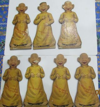 Seven Yellow Kid Cartoon Figures On Wood Copyright 1896 Rf Outcault Cartoon