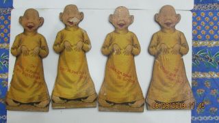 Seven Yellow Kid Cartoon Figures on Wood Copyright 1896 RF Outcault Cartoon 2