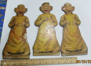 Seven Yellow Kid Cartoon Figures on Wood Copyright 1896 RF Outcault Cartoon 6