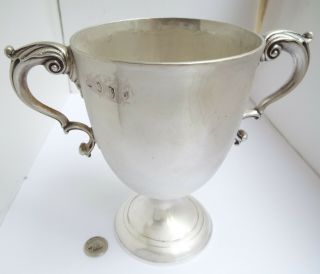 LARGE RARE HEAVY IRISH ANTIQUE DUBLIN 1786 SOLID STERLING SILVER TROPHY GOBLET 10