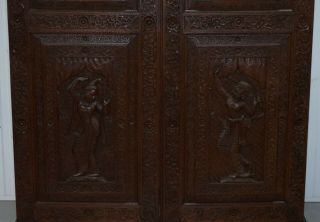 1910 BURMESE ANGLO INDIAN HAND CARVED WARDROBE ARMOIRE CUPBOARD CAMPAIGN DRAWERS 7