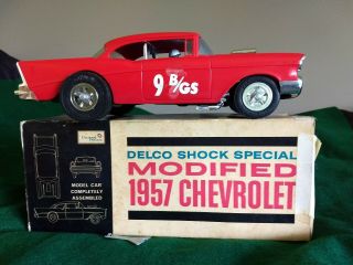 Vintage Delco Shock Special Modified Wind Up 1957 Chevy,  Box,  Key & Instructions