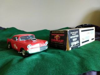 Vintage Delco Shock Special Modified Wind Up 1957 Chevy,  Box,  Key & Instructions 3