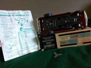 Vintage Delco Shock Special Modified Wind Up 1957 Chevy,  Box,  Key & Instructions 5