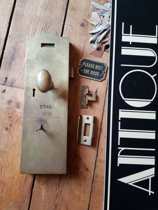 Vintage Salvaged Public Toilet Brass Penny Lock Etas No11 Old Door Handle