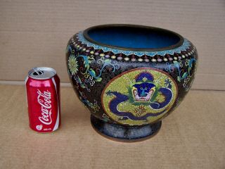 Large Late19th Century Chinese Cloisonné Enamelled Dragon Bowl