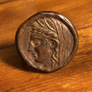Ancient Greek Or Roman Coin Ring Artifact Antique Old Wax Seal Emperor 100 - 350AD 5