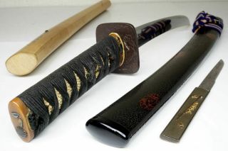Gorgeous Mountings: Japanese Wakizashi Sword " Sukesada祐定 " Samurai Katana Nihonto