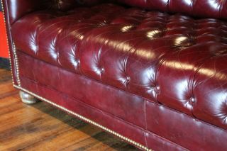 Vintage Hancock & Moore Chesterfield Sofa tufted button Red Oxblood Leather 7