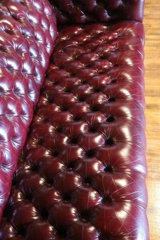 Vintage Hancock & Moore Chesterfield Sofa tufted button Red Oxblood Leather 9