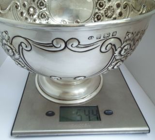 STUNNING LARGE HEAVY 544g ENGLISH ANTIQUE 1913 STERLING SILVER FRUIT BOWL 12
