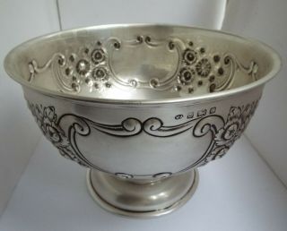 STUNNING LARGE HEAVY 544g ENGLISH ANTIQUE 1913 STERLING SILVER FRUIT BOWL 7