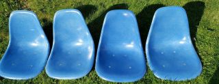 Eames Blue Shell Fiberglass Vintage Herman Miller Chair Narrow Mounts Qty 4