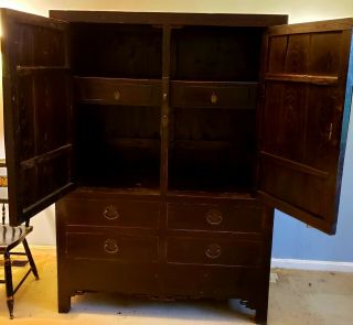 Authentic STAMPED Antique Beijing Chinese Wedding wardrobe cabinet storage 6