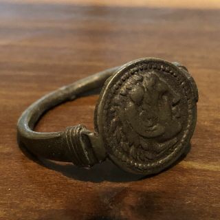 Ancient Style Greek Or Roman Coin Ring Artifact Antique Old Wax Seal Emperor B