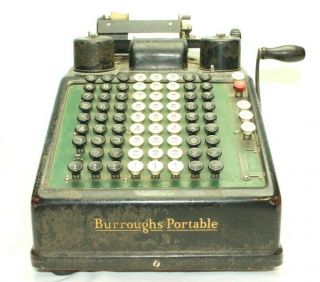 Antique Burroughs Portable 8 Column Adding Machine 8 - 1019750 -