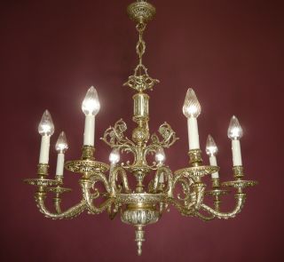Fine Silver Empire Chandelier Brass Old Vintage Ceiling Lightings 8 L Lustre