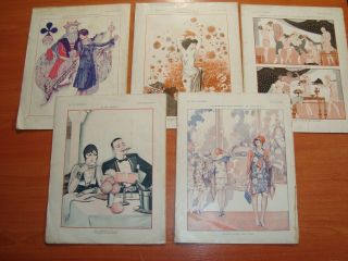 1928 La Vie Parisienne French 5 Magazines 25 color prints Art Deco Woman Erotica 9