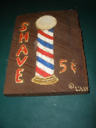 Vintage Barber Shop Wall Art - Pole Ad 5c Shave Barber Shop - 1900 