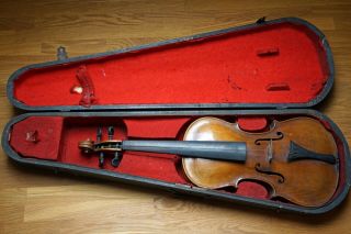 Antique Violin In Wooden Box.