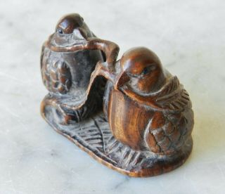 Antique Japanese Edo Period Boxwood Netsuke by Tomokazu 友一 Okimono Meiji 4