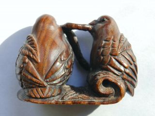 Antique Japanese Edo Period Boxwood Netsuke by Tomokazu 友一 Okimono Meiji 8