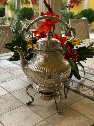 Antique England Silver Sterling Tea Kettle With Stand