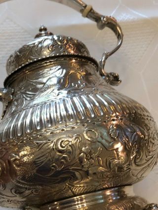 Antique England Silver Sterling Tea Kettle With Stand 3
