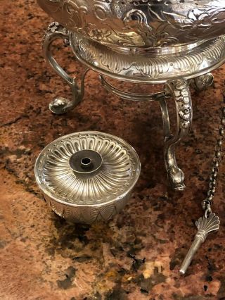 Antique England Silver Sterling Tea Kettle With Stand 7