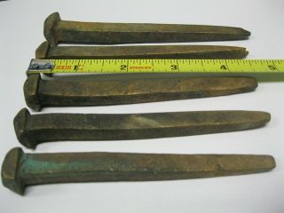 5 PIECE DECK NAILS FROM A SPANISH GALLEON CENTURY ' S OLD SHIPWRECK ARTIFACT LOOK 2