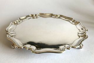 Heavy Solid Silver Sterling Salver Tray 868g Pie Crust 1904 Sheffield 2
