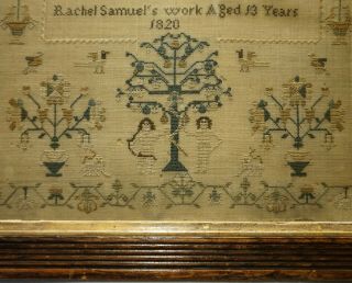 EARLY 19TH CENTURY ADAM & EVE,  MOTIF & VERSE SAMPLER BY RACHEL SAMUEL - 1820 11