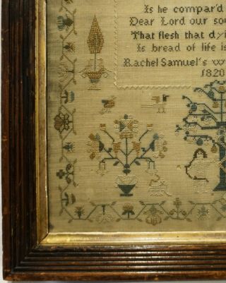 EARLY 19TH CENTURY ADAM & EVE,  MOTIF & VERSE SAMPLER BY RACHEL SAMUEL - 1820 6