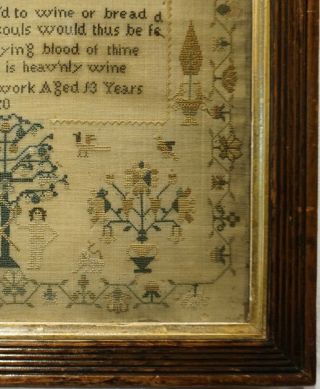 EARLY 19TH CENTURY ADAM & EVE,  MOTIF & VERSE SAMPLER BY RACHEL SAMUEL - 1820 7