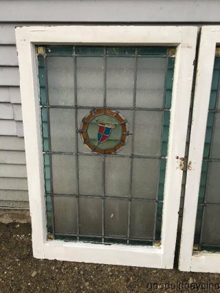 Antique 1920 ' s Chicago Stained Leaded Glass Windows 37 