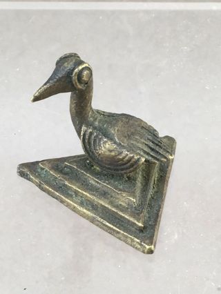 African Bronze Tribal Figural Gold Weight Bird On Triangle Base