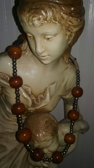 Fine Old Chinese Butterscotch Amber Steel Bead Necklace 190g