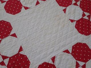 Antique 1880 - 1900 Primitive Red & White QUILT Has Wear 84x65 Prim Decor 6