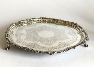 Heavy Solid Silver Sterling Salver Tray Victorian 1890 841g Sheffield