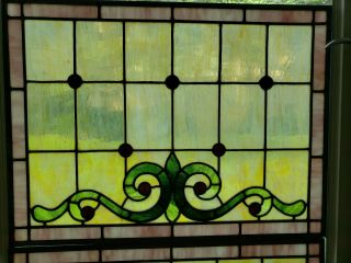 ANTIQUE AMERICAN STAINED GLASS WINDOW PAIR 2