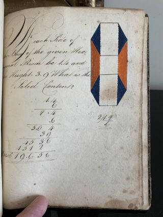 c.  1819 VERY ATTRACTIVE MATH MANUSCRIPT FOR THE LAND - SURVEYOR - Handwritten 12