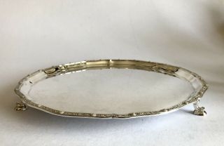 Heavy Solid Silver Sterling Salver / Tray Celtic Design 980g George V