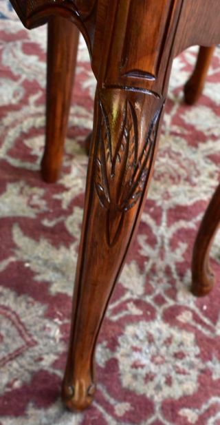 1910s French Antique carved walnut & black marble top small nightstands 7