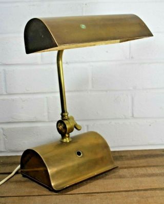 Antique Vintage Solid Brass Heavy Bankers Lamp,  Desk Piano Lamp With Pen Rest