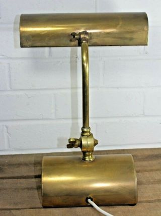 Antique Vintage Solid Brass Heavy Bankers Lamp,  Desk Piano Lamp with Pen Rest 4