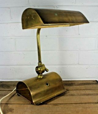 Antique Vintage Solid Brass Heavy Bankers Lamp,  Desk Piano Lamp with Pen Rest 5